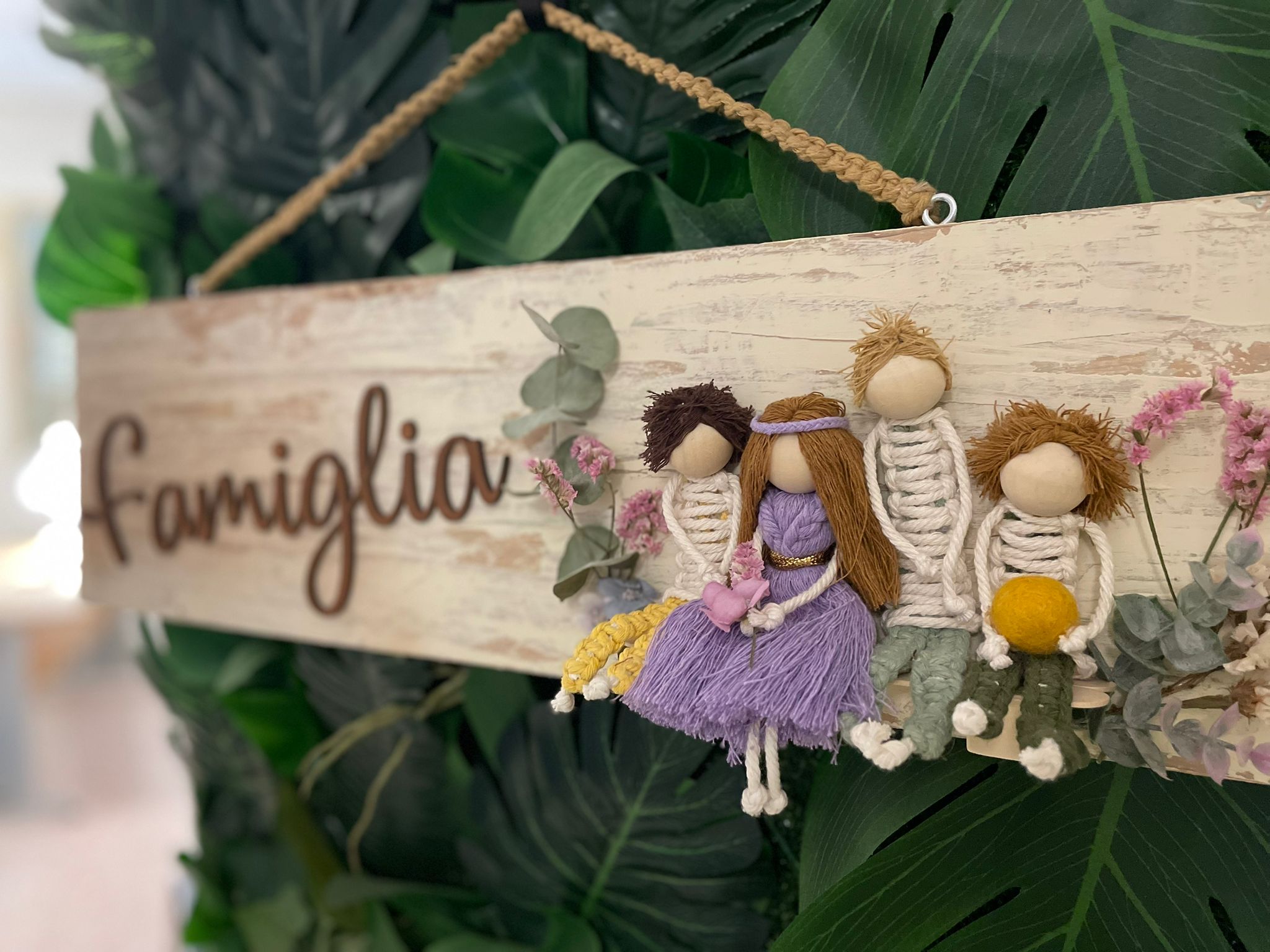 Targa fuori porta in legno e tessuto