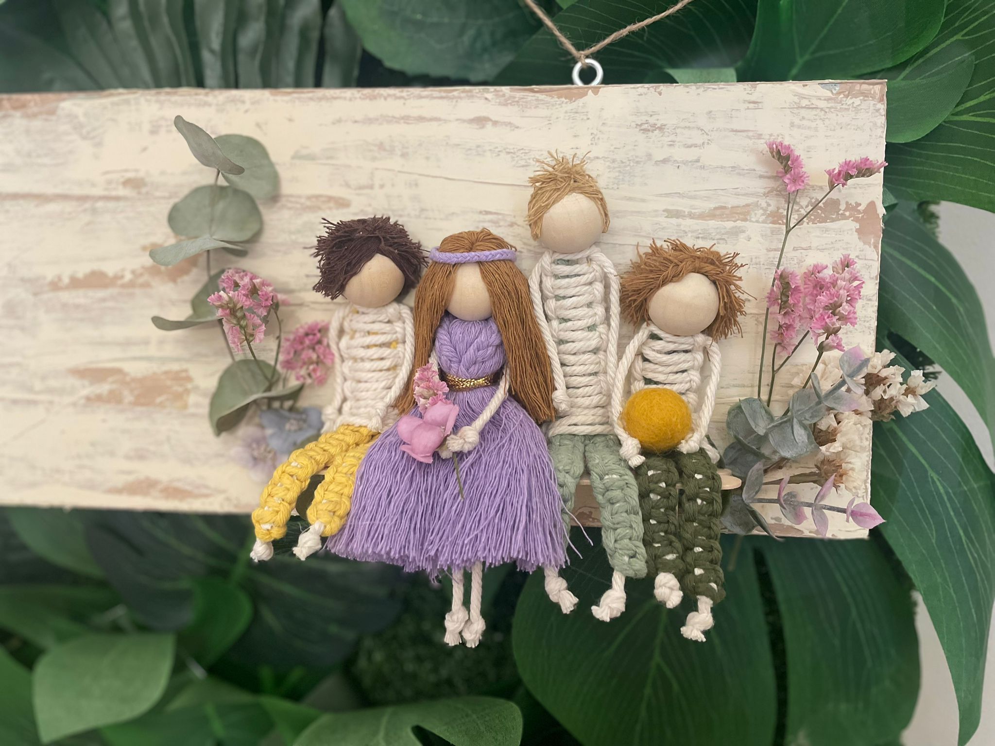 Targa fuori porta in legno e tessuto