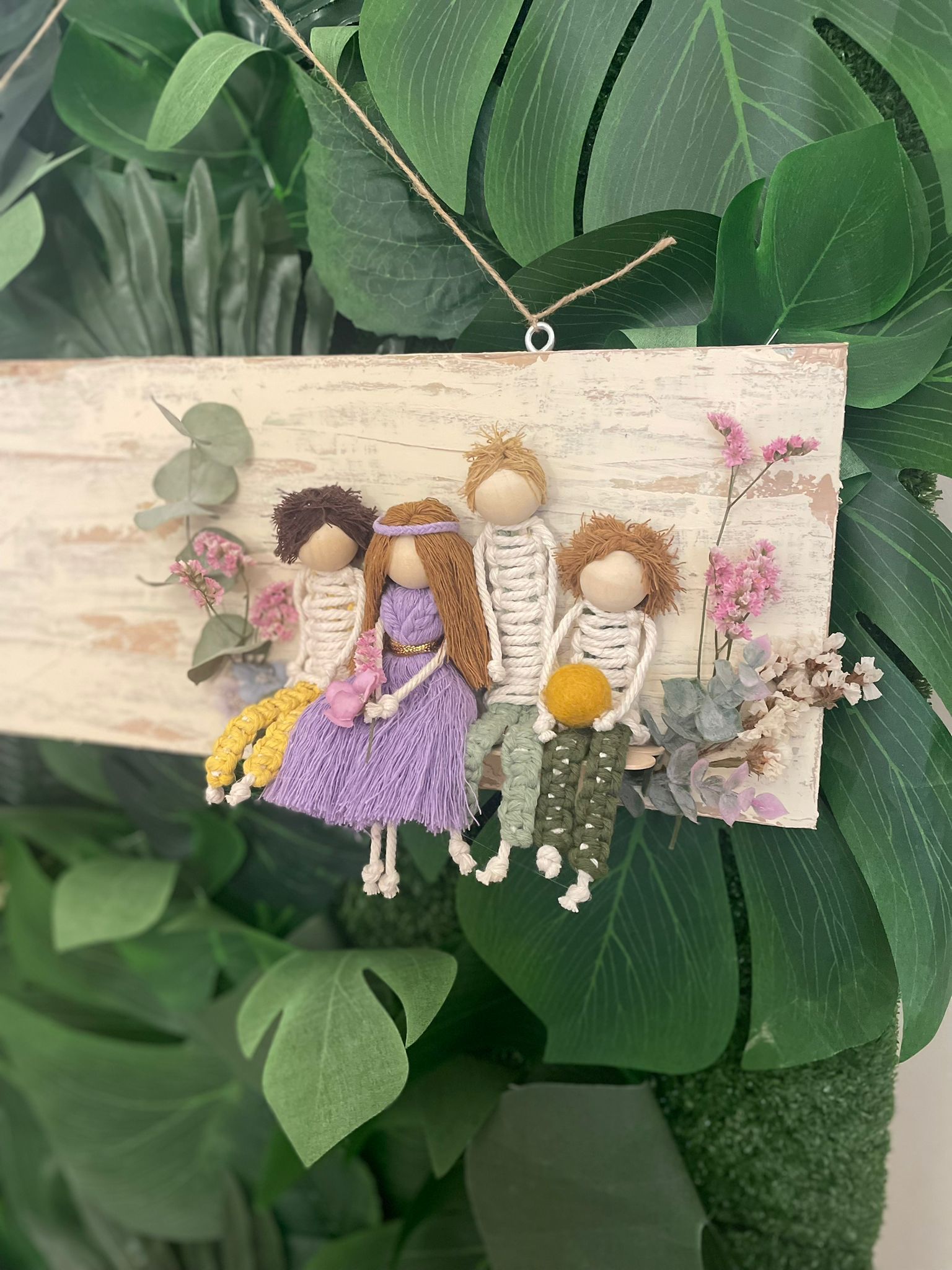 Targa fuori porta in legno e tessuto