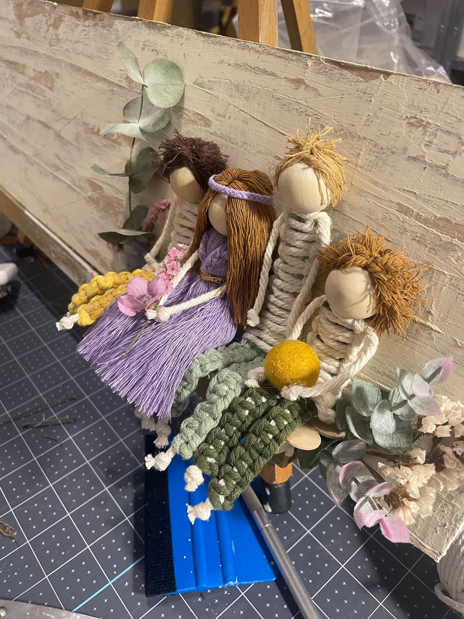 Targa fuori porta in legno e tessuto