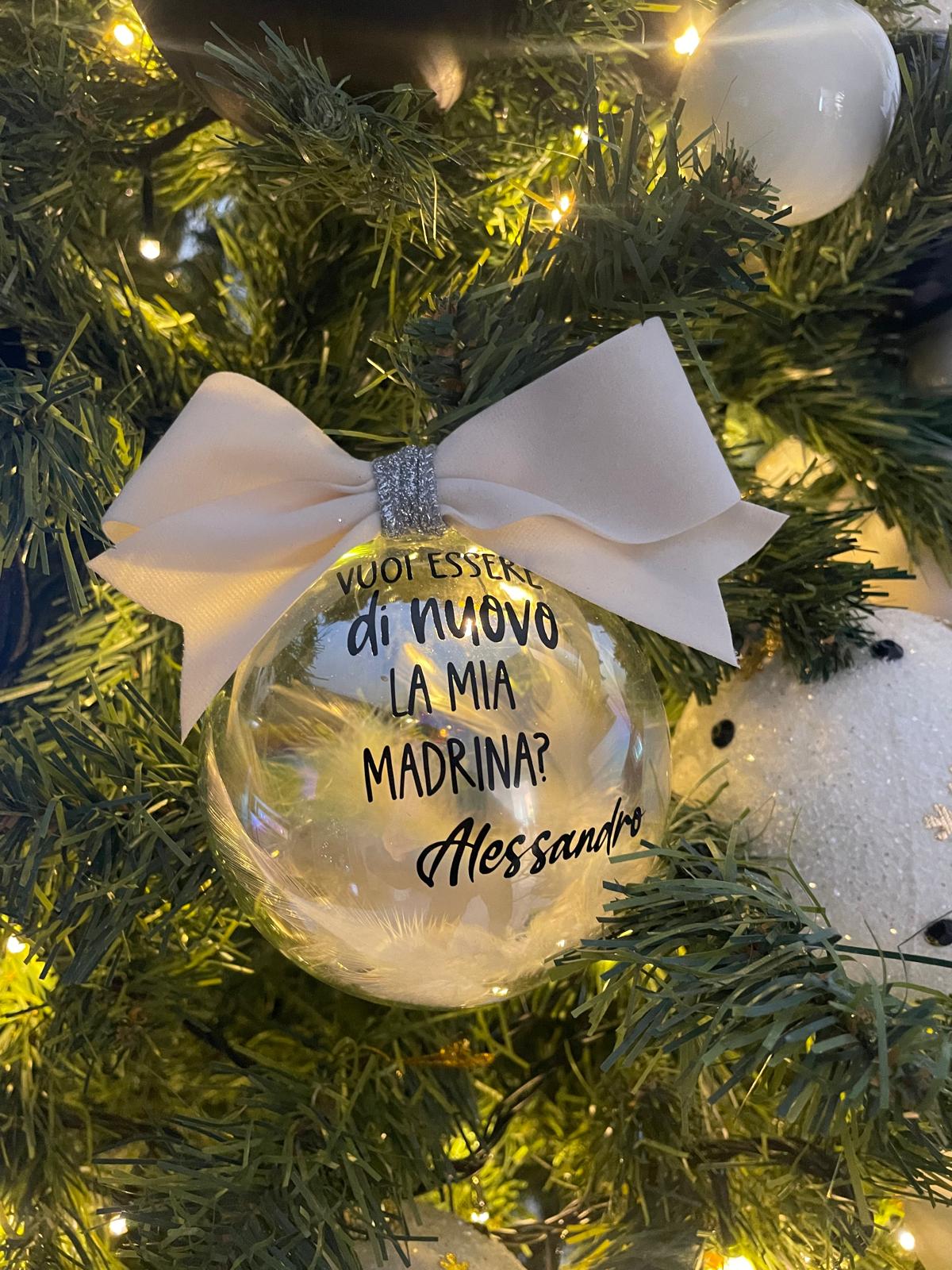 Pallina natalizia in vetro trasparente riempibile