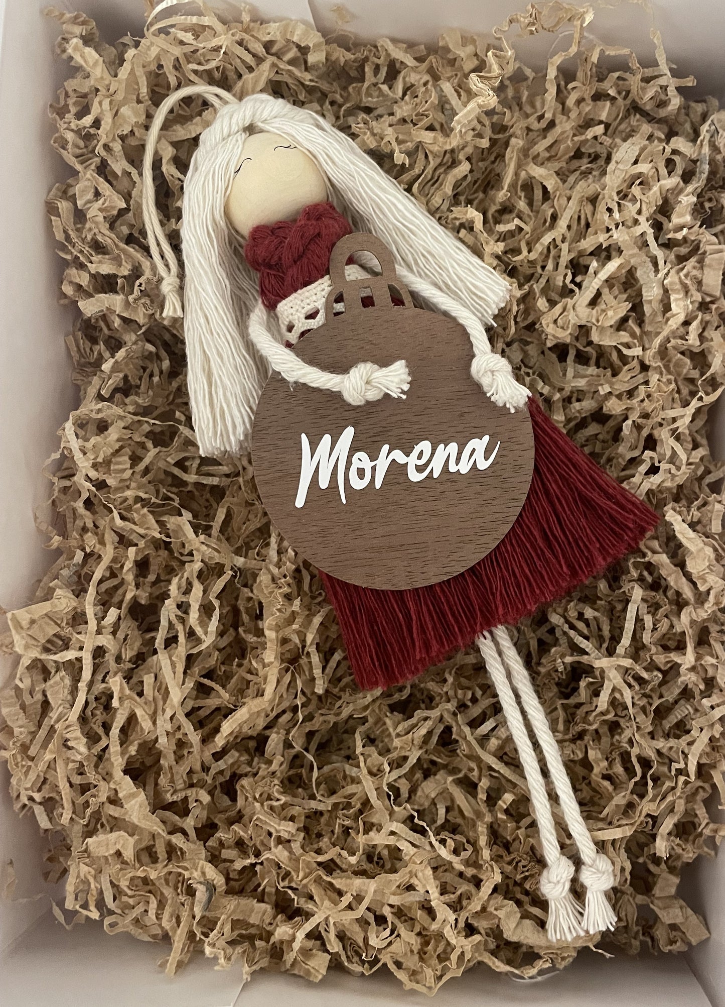 Macramé doll with wooden ball