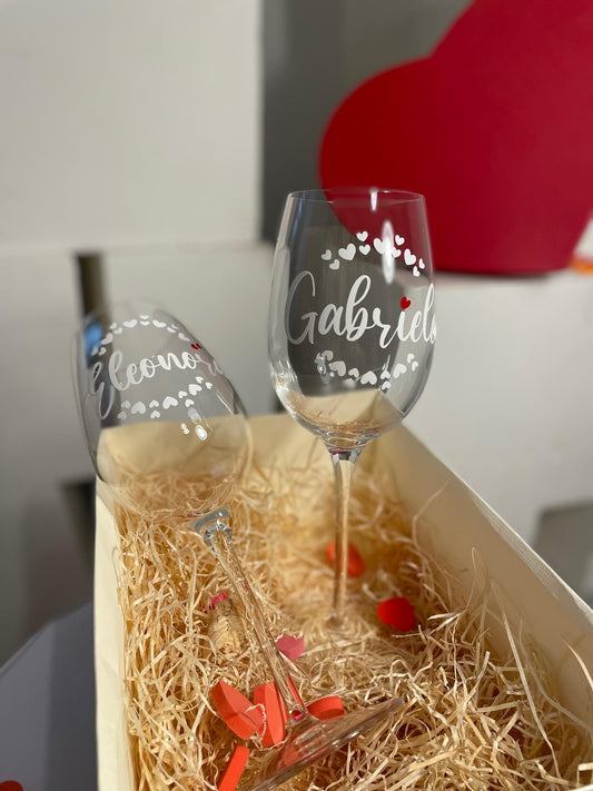 Personalized couple glasses.