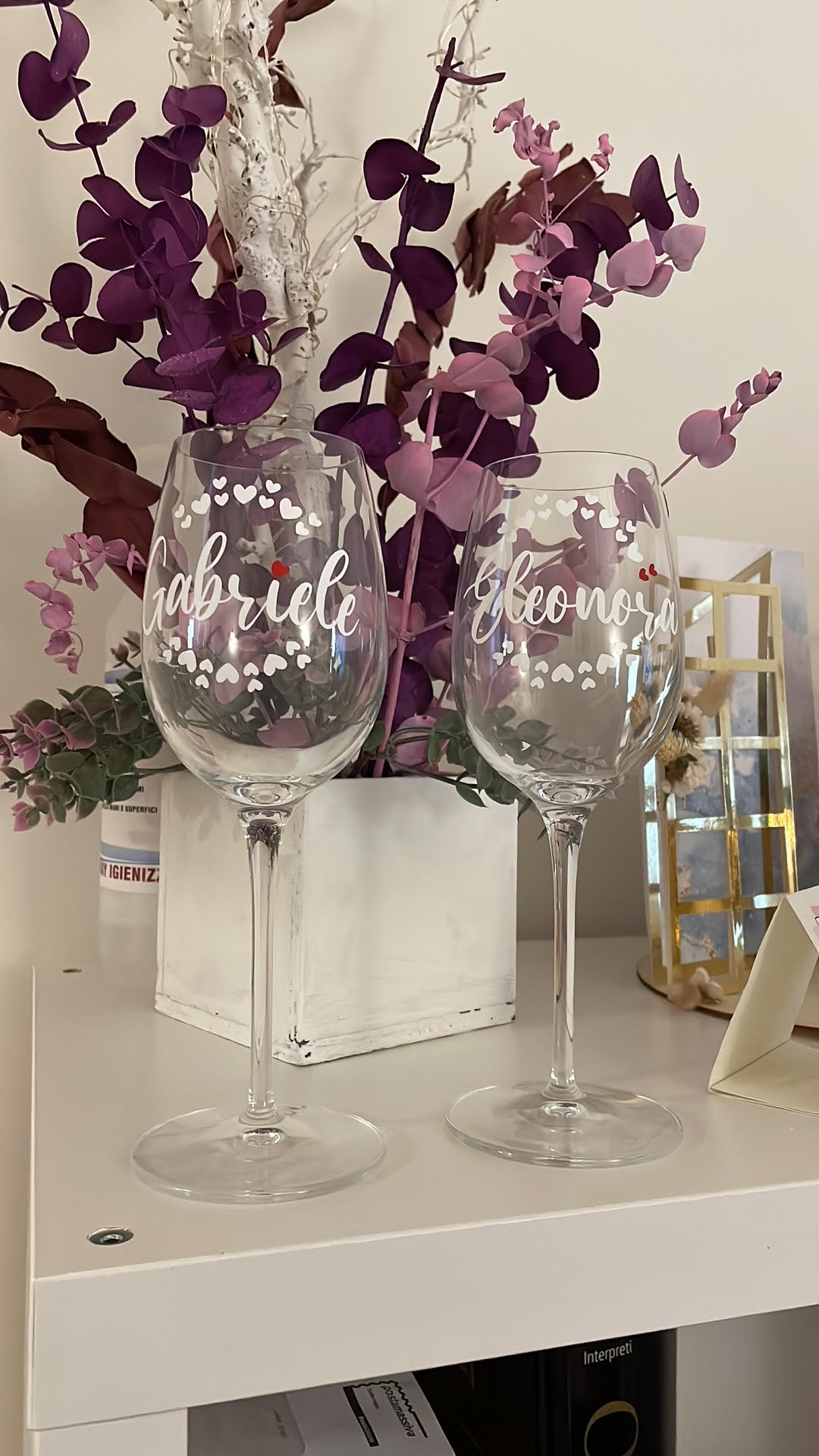 Personalized couple glasses.