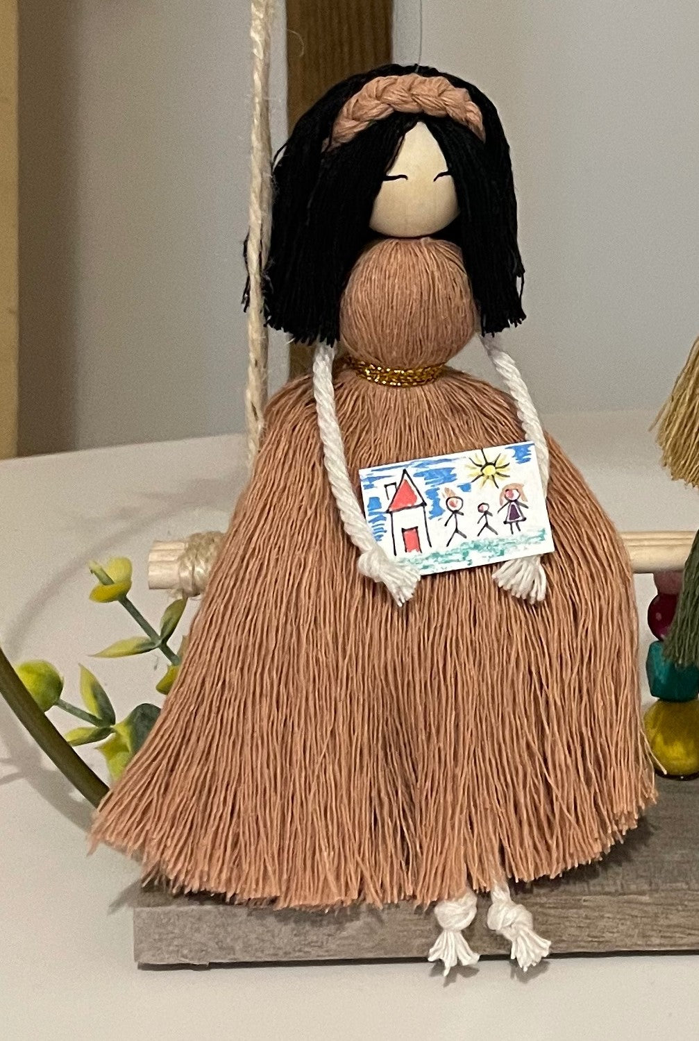 Pair of macramé dolls