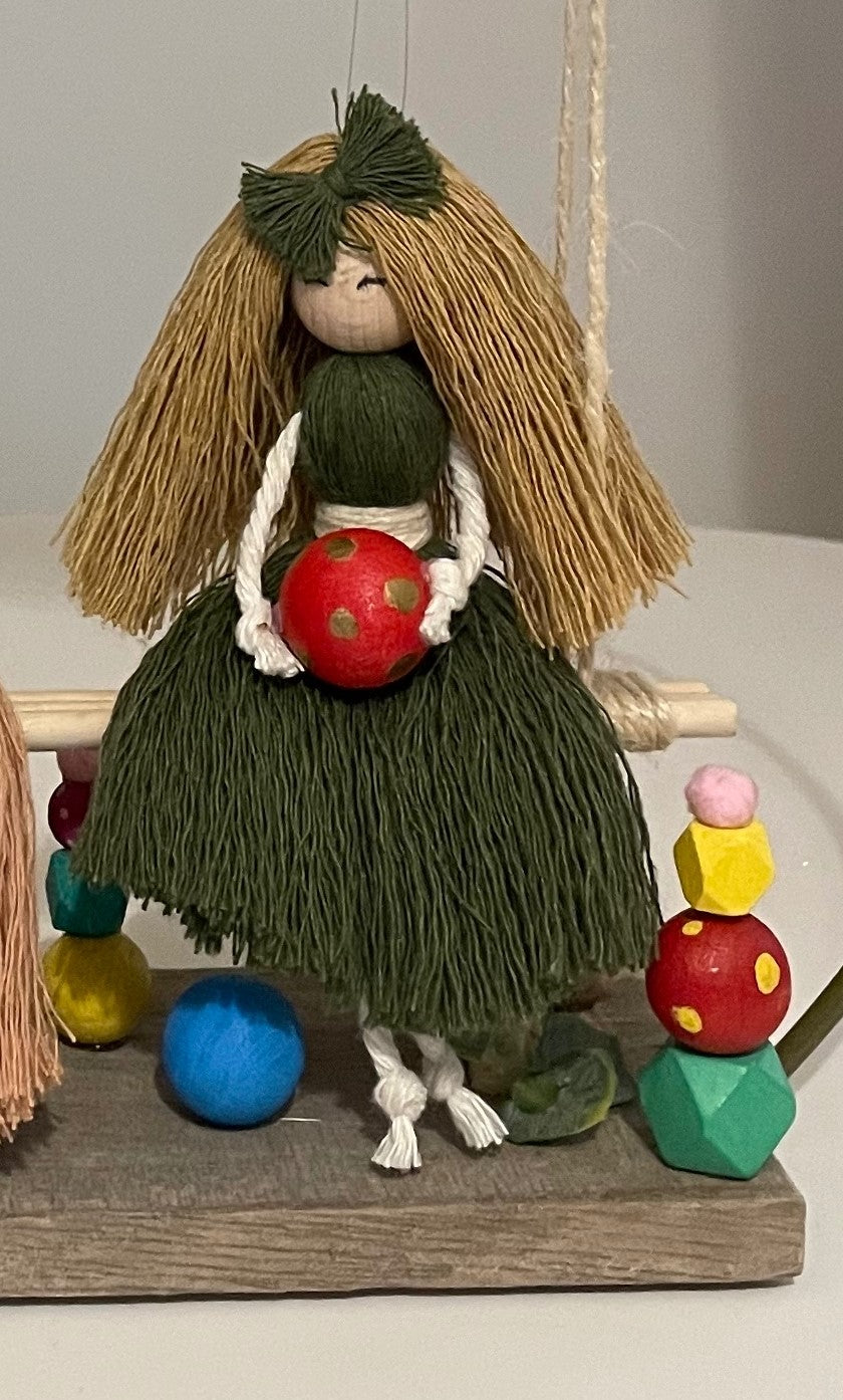 Pair of macramé dolls