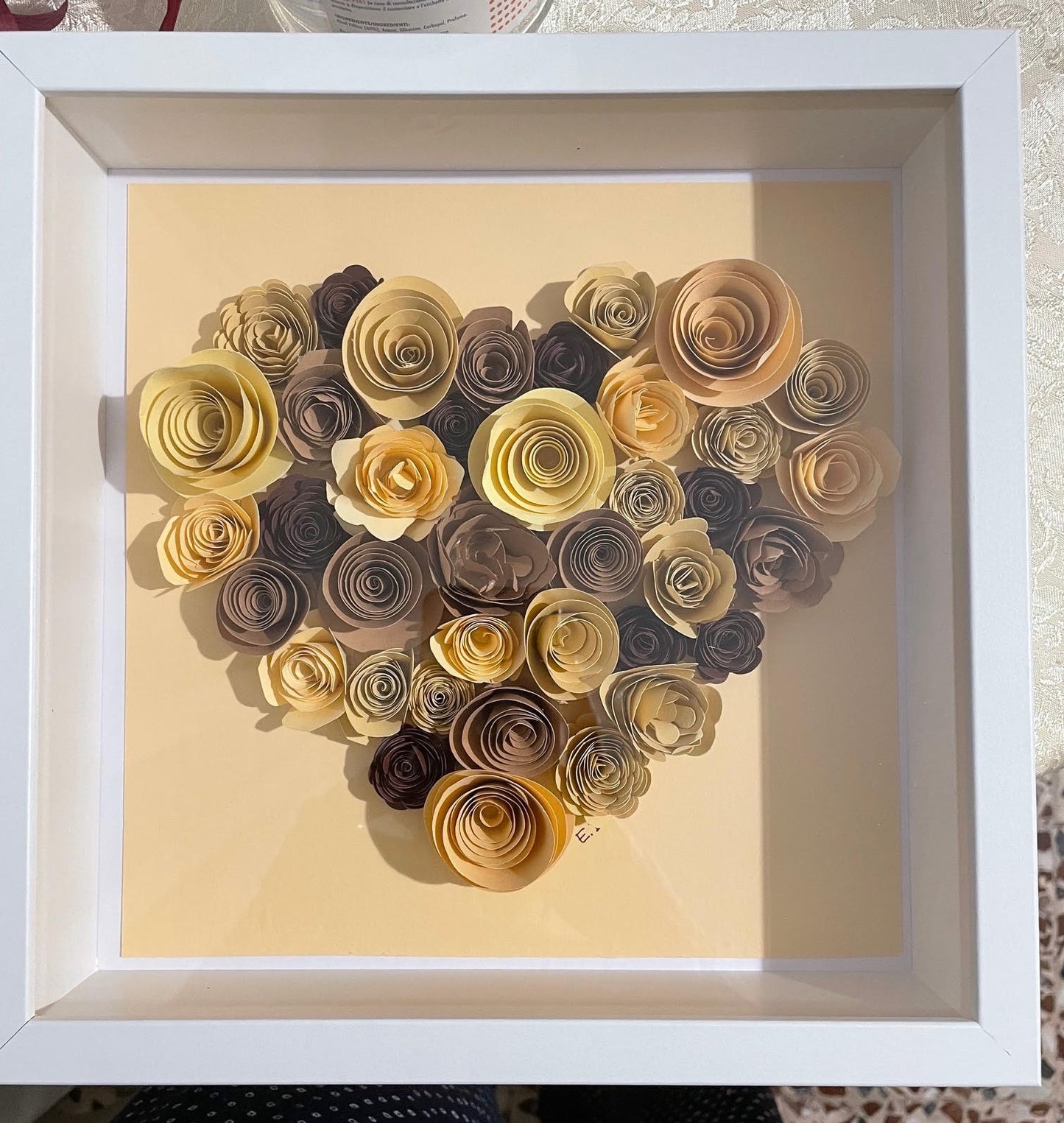 Quadro cuore 3D con fiori