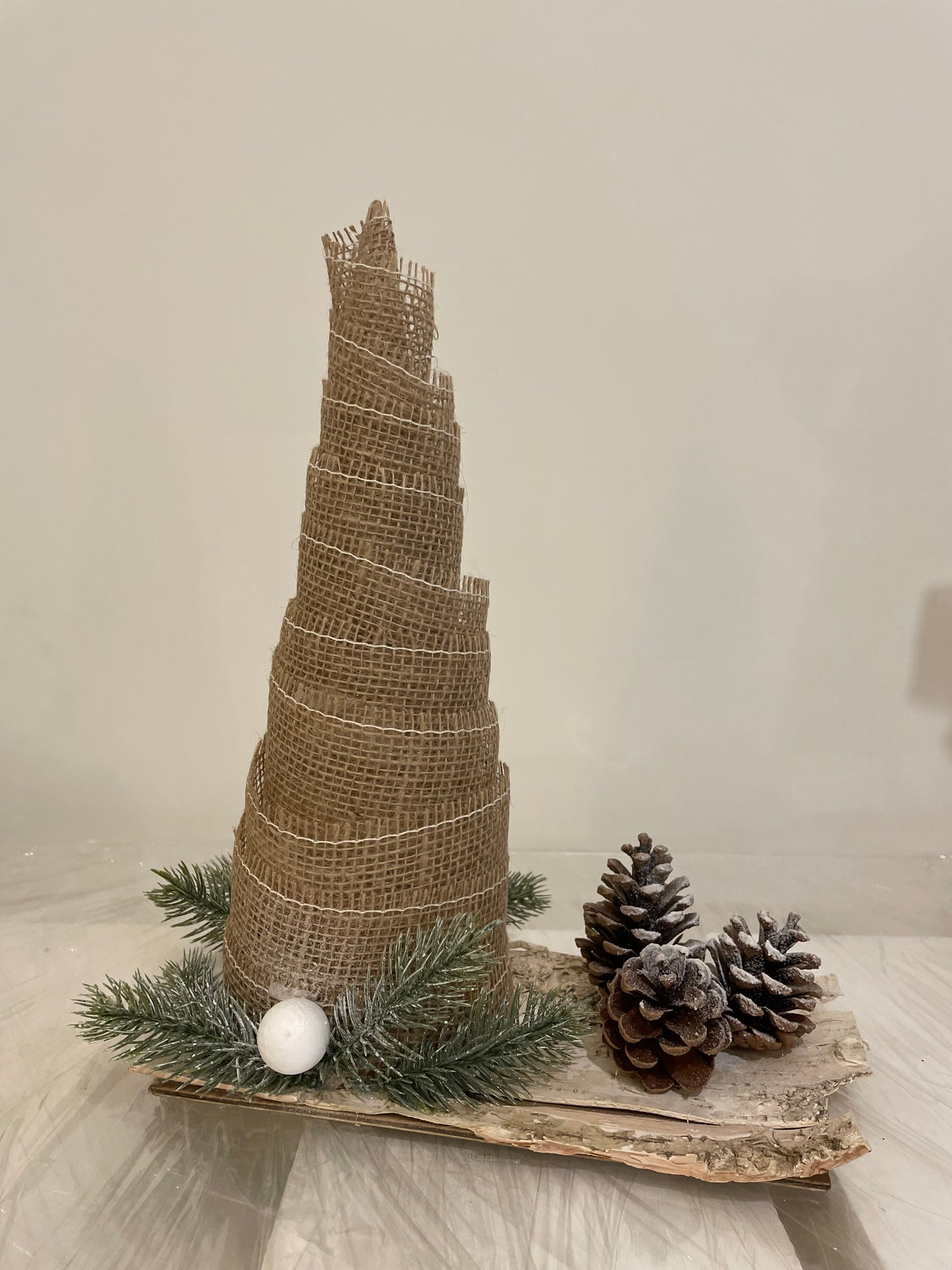 Christmas tree decoration with jute