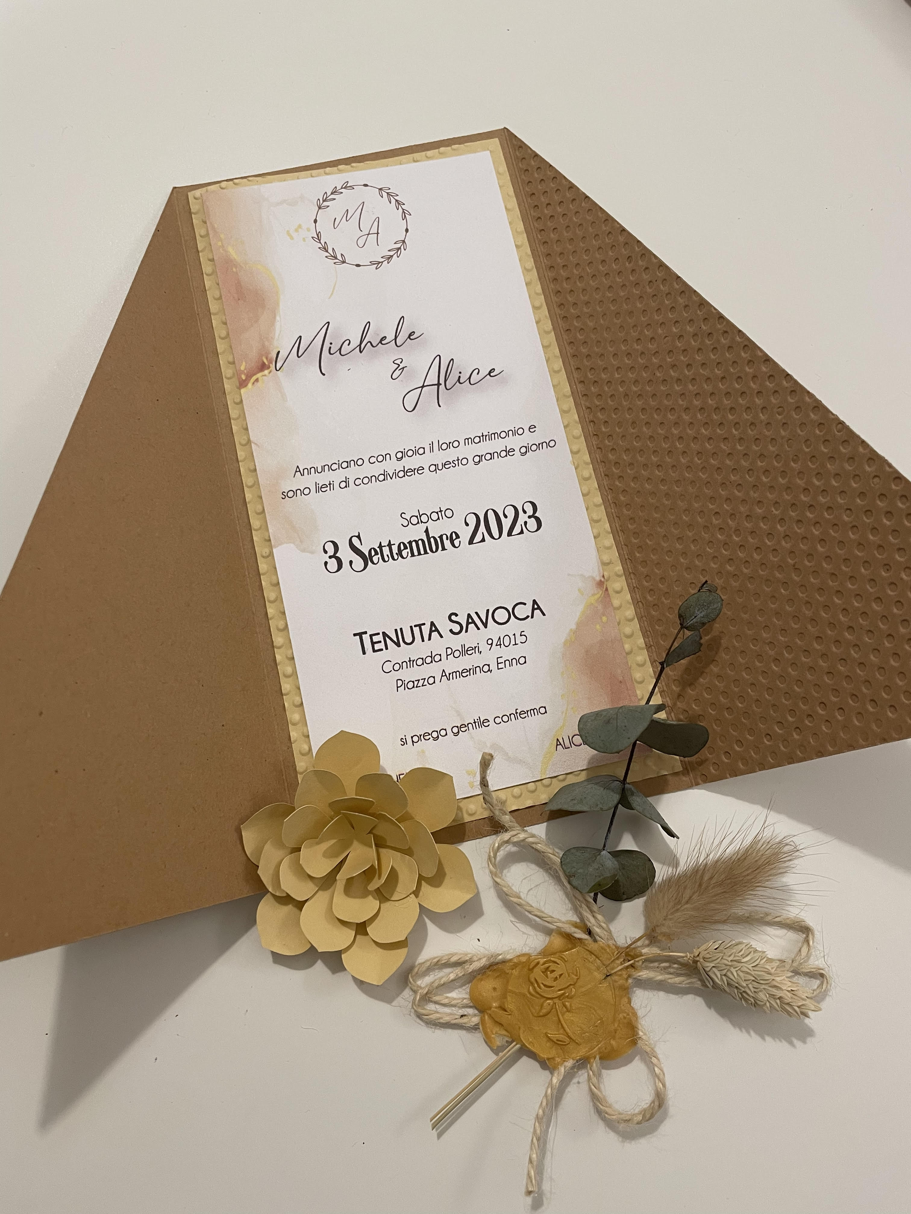 Partecipazione di nozze rettangolare