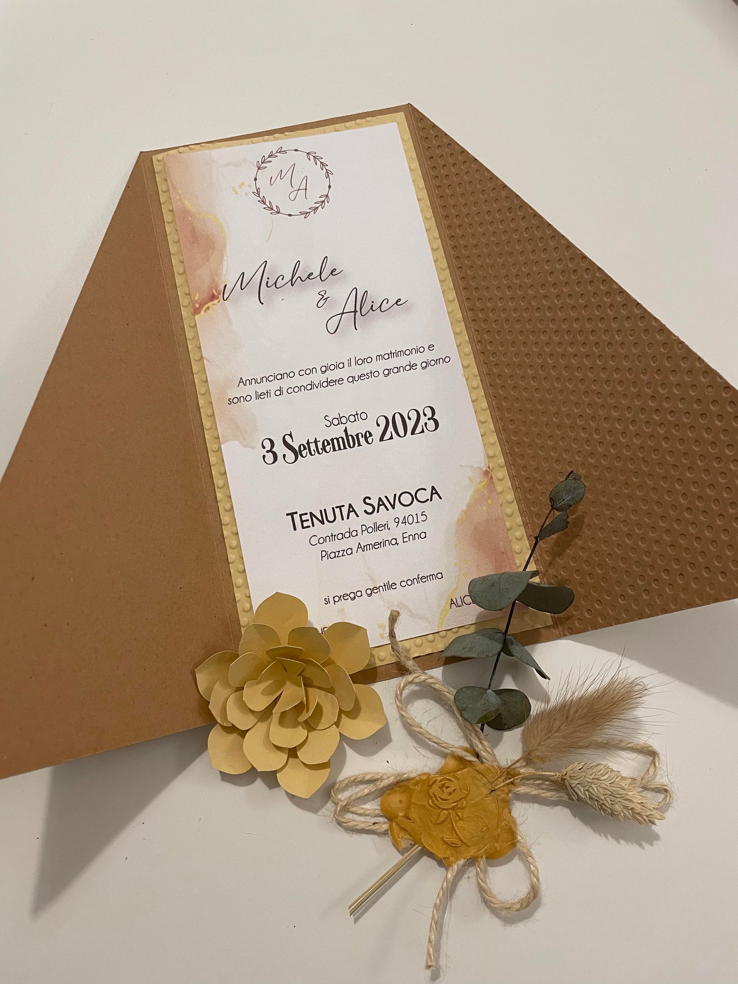 Invitación de boda rectangular