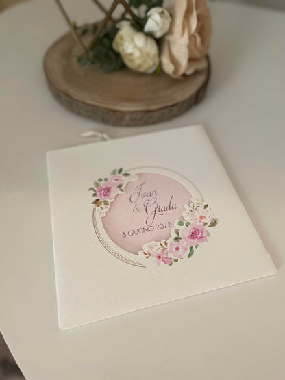 Square “Giada” invitation with engraving