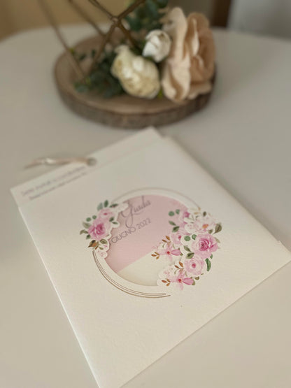 Square “Giada” invitation with engraving