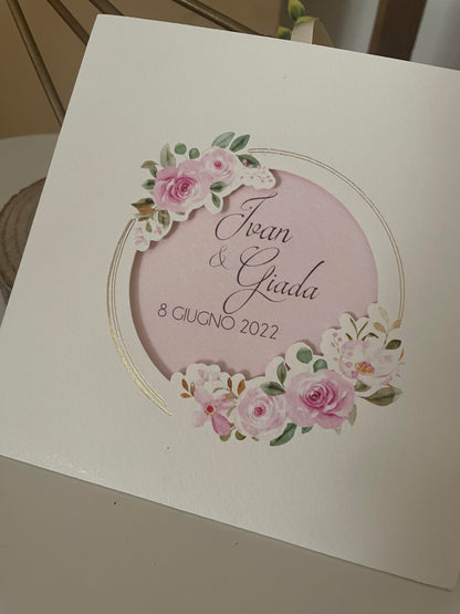 Square “Giada” invitation with engraving