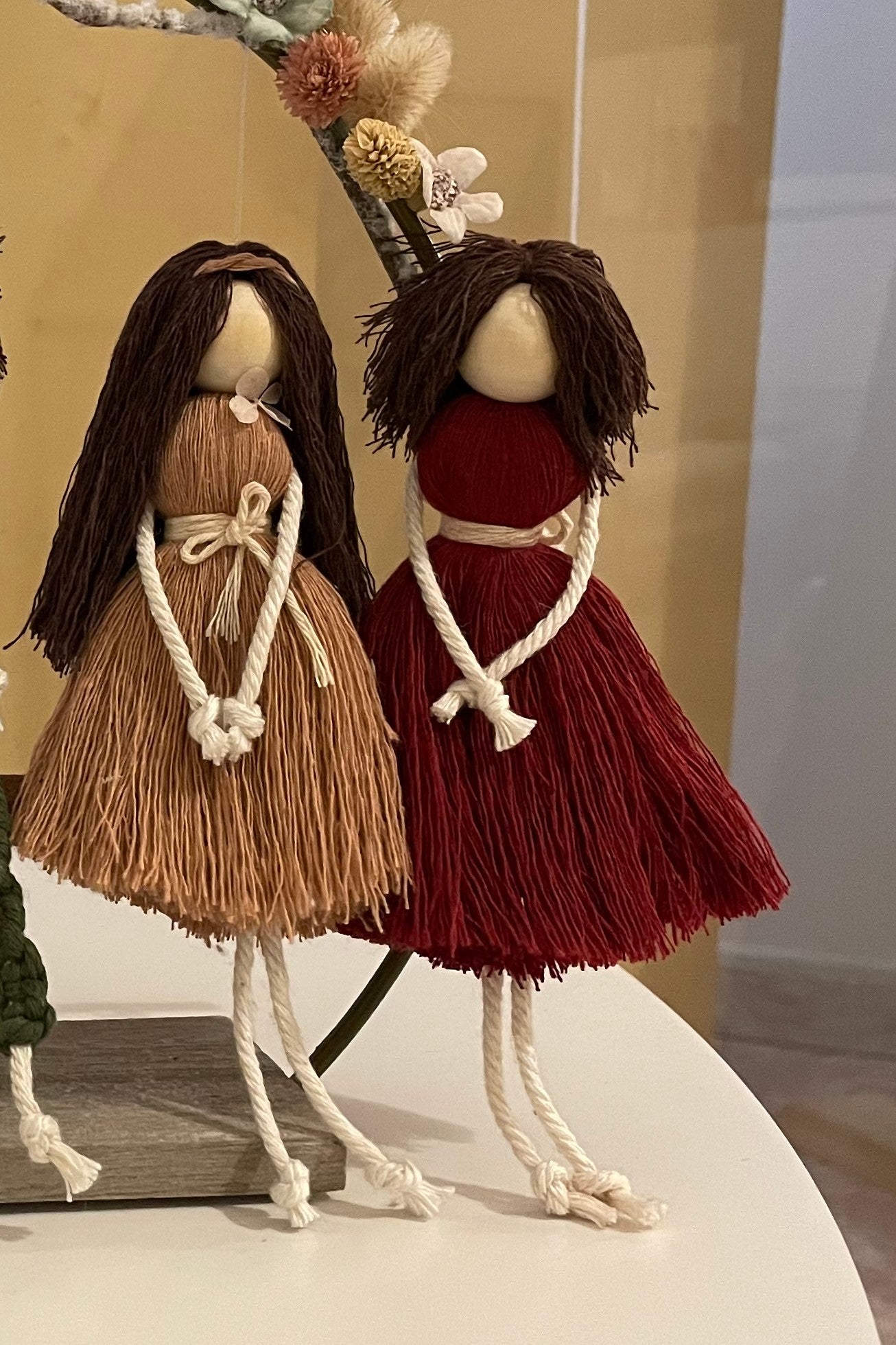 Group of macramé dolls