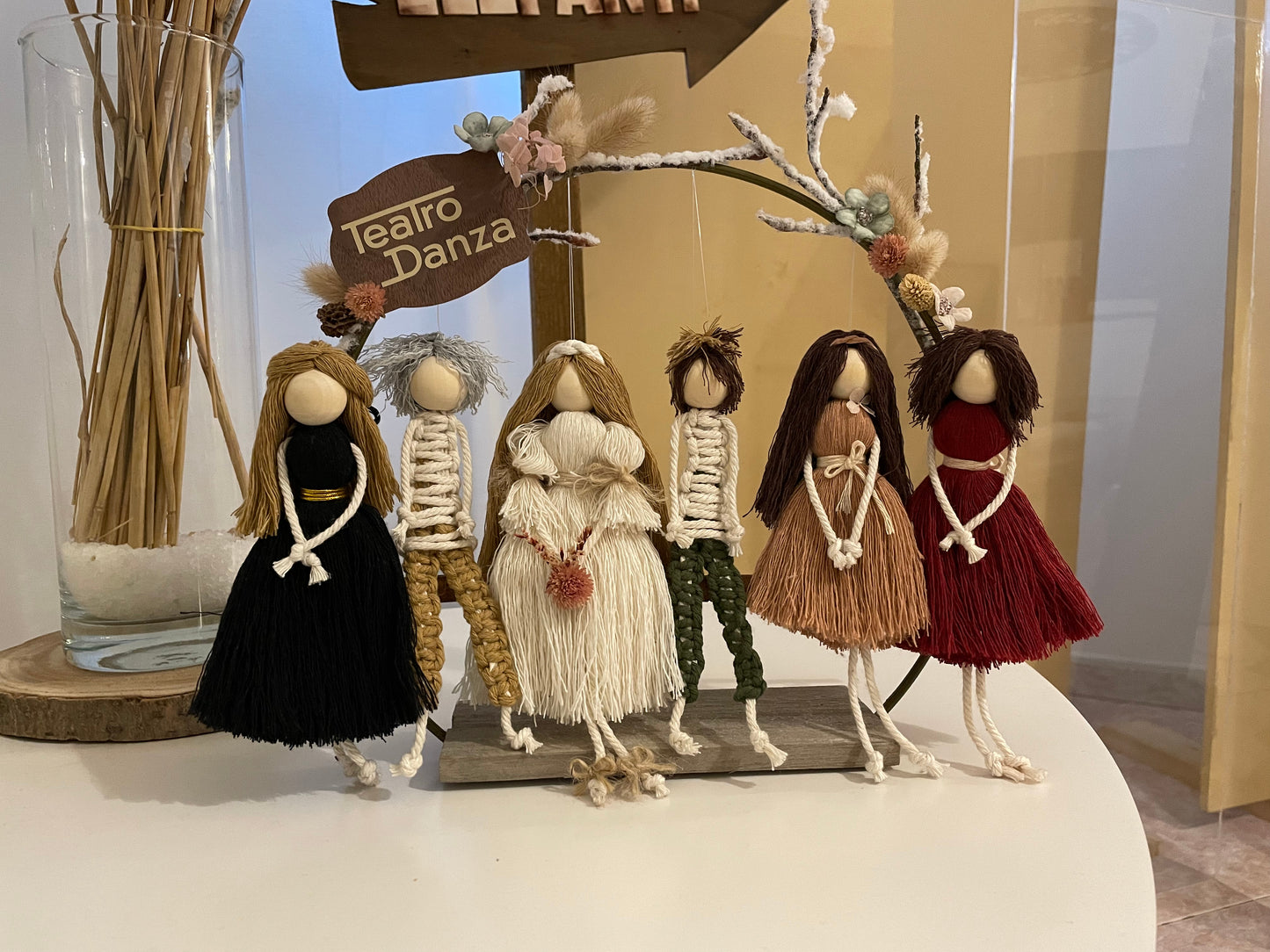 Group of macramé dolls