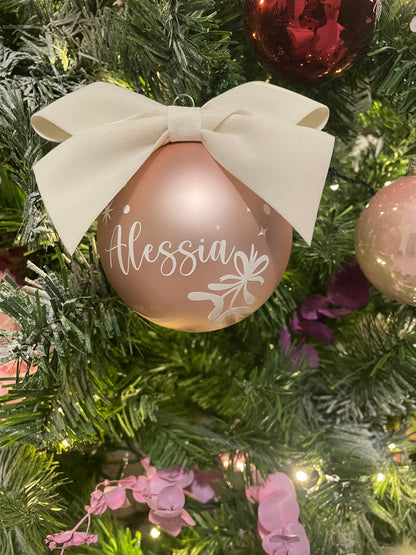 Colored glass Christmas bauble with name