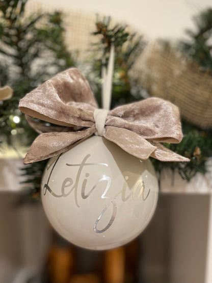 Colored glass Christmas bauble with name