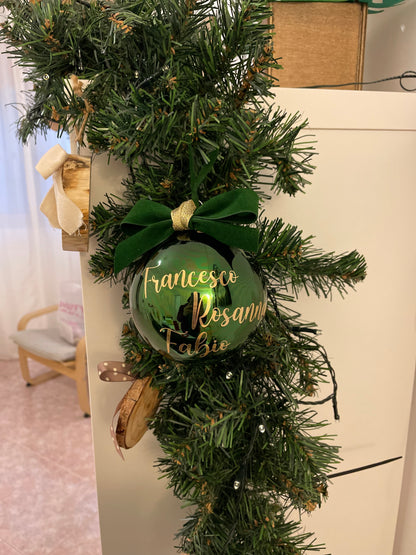 Colored glass Christmas bauble with writing