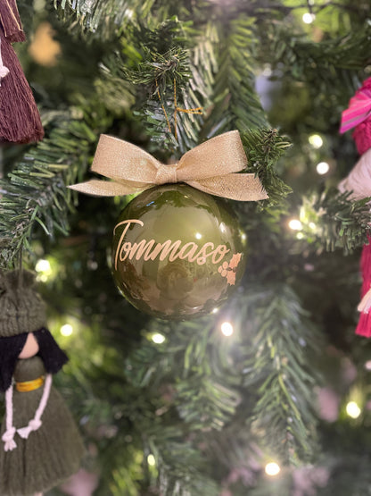 Colored glass Christmas bauble with name