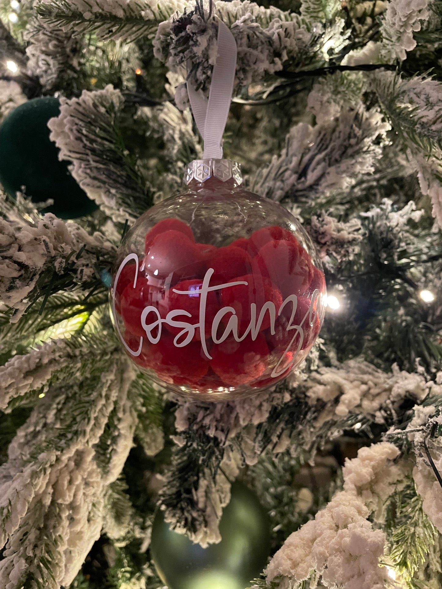 Fillable transparent glass Christmas bauble